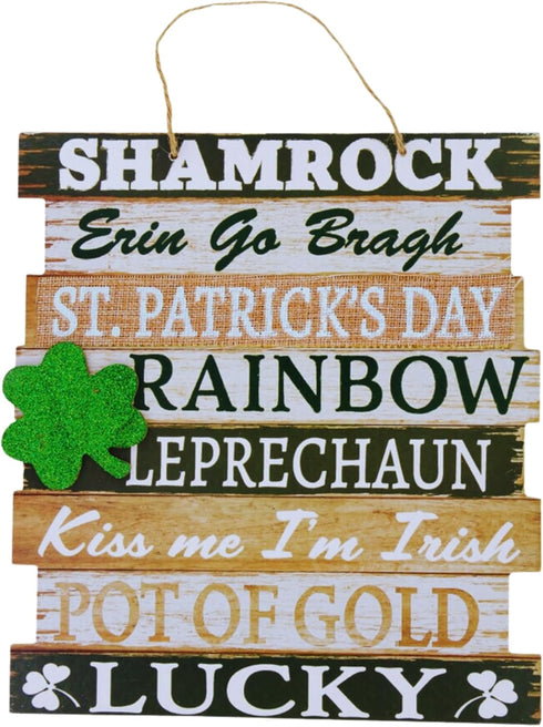 St. Patrick's Day Welcome Sign (BONUS GLITTER SHIMMERS) Luck Patricks Patrick Wall Hanging Decoration Pot of Luck Lucky...