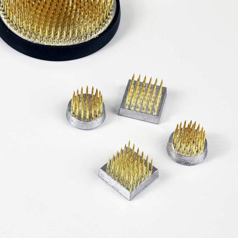 Wazakura 4PCS Mini Ikebana Kenzan Japanese Flower Holder, Made in Japan, Floral Arranging Pin Frog, Round Square - 1"(24mm) Brass...