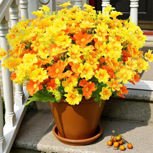Uieke Artificial Fake Flowers, 6 Bundles Daisy Mums Flowers Outdoor UV Resistant No Fade Greenery Shrubs Plants Indoor Outside Hanging Planter Hom...