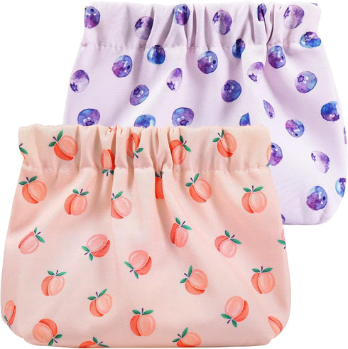 Mini Makeup Bag, 2PCS Pocket Cosmetic Bag, Waterproof Printed Floral Makeup Pouch, Small Makeup Bag for Purse Travel Makeup Organizer Bag for Lips...