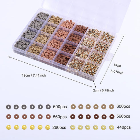 PIPIDREAM 3000PCS Brown Clay Bead Bracelet Kit?Friendship Bracelet Making Kit with Gold Beads Clay Bead Bracelet Jewelry Making Kit...