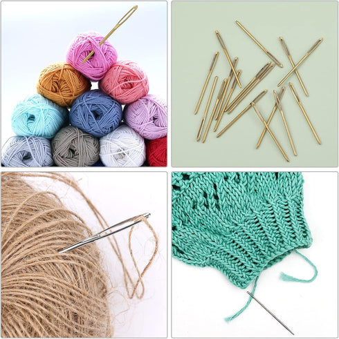 16pcs Large-Eye Blunt Needles, 7cm/2.75inch Yarn Knitting Needles Tapestry Sewing Needles Wool Hand Metal Sewing Knitting Needles for Crochet Proj...