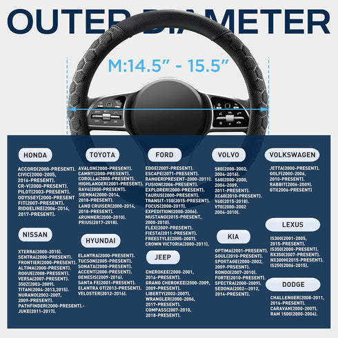 PIC AUTO Massage Steering Wheel Cover, Breathable Black Football Pattern Material Spliced Leather Car Wheel Protector, Car Interior Accessories, U...