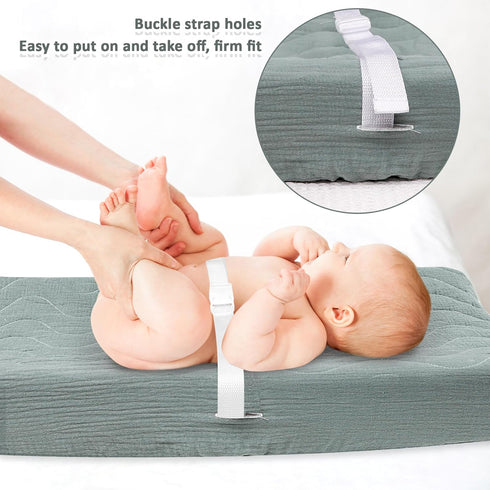 Baby Changing Pad Cover, Muslin Diaper Changing Table Pad Cover, Soft Changing Pad Sheets for Girls and Boys, Quilted and Breathable Changing Tabl...