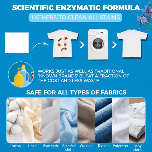CROS 180 Loads Laundry Detergent Sheets Linen Scent, for Travel, Home, Apartment, Dorm, Laundry Detergent Strips Eco Friendly, Hypoallergenic, Liq...