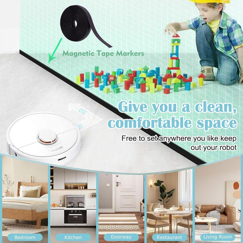 Magnetic Boundary Strips Portable Robot Vacuum Cleaner Magnetic Wall Stripe Limit The Active Area of Robot Vacuum Cleaners...