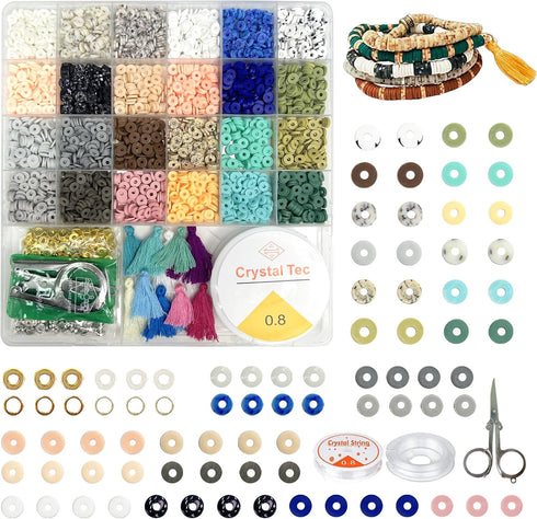 SEMATA Tassels Clay Beads for Bracelet Kit Friendship Bracelet Making Kit Jewelry Making Kit for Adults Clay Bead Set Clay Beads Bracelet Making K...