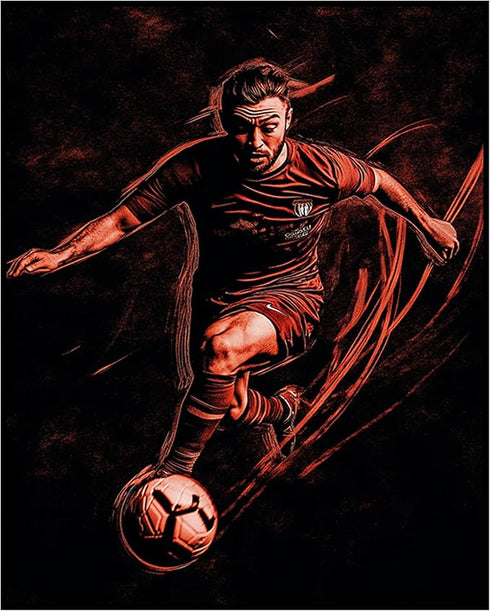 Posterizer 1 pcs-abstract Football-soccer player dribbling with vibrant speed lines -1-Sports & Hobby Art Gifts for sports fans Decor for Home & O...