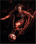 Posterizer 1 pcs-abstract Football-soccer player dribbling with vibrant speed lines -1-Sports & Hobby Art Gifts for sports fans Decor for Home & O...
