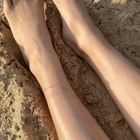 Gold Dainty Anklet,14K Gold Plated Boho CZ Star Beach Cute Pig Nose Tassel Disc Foot Chain Flat Marina Link Ankle Bracelet Lace Chain Anklet for W...