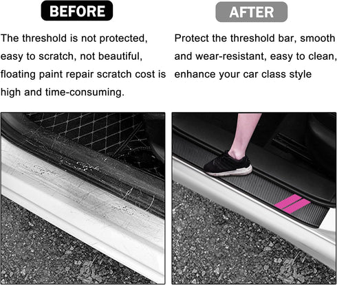 5PCS Door Sill Guard Decoration Stickers for Dodge Charger Challenger Durango Journey Universal Fit to All Dodge Cars Fiber Leather Door Sill Prot...
