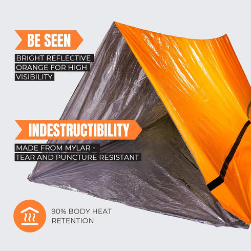 MEKKAPRO Emergency Tent Shelter - Survival Tent - 2 Person Emergency Shelter - Resistant and Ultra Lightweight Life Tent - Water and Windproof Tub...