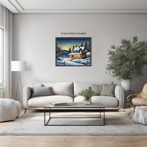Posterizer 1 pcs- quaint old village-building in nature-night sky 15-Landscape & Nature Art-Floral Botanical Art- Decor for Home & Office- unframe...