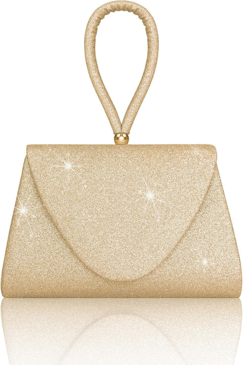 Larcenciel Women's Evening Handbags, Glitter Sequin Evening Purse w/Chain, Ladies Top-Handle Clutch Party Bag,7.9x5.3x1.6in...