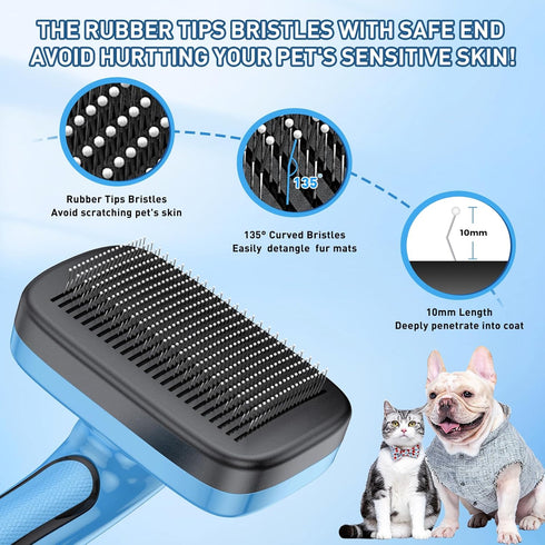 Dog Brush Kit for Shedding Short & Long Haired Cats, Self Cleaning Slicker Brush for Small Medium & Large Animals, Puppy. 4 in 1 Pet Grooming Set ...