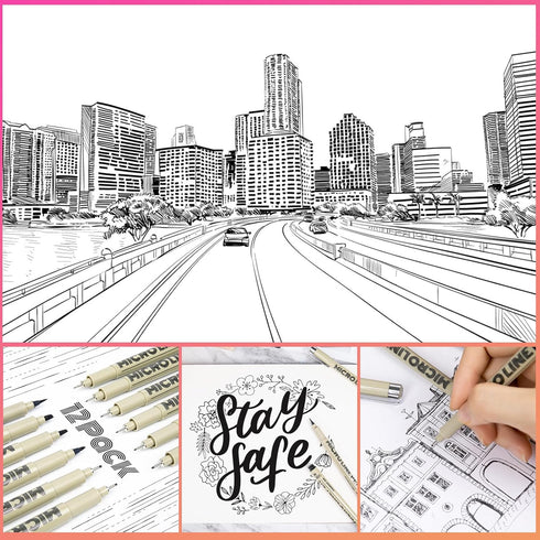 KERIFI Micro-Pen Fineliner Ink Pens, 12 Pack Black Micro Fine Point Drawing Pens Waterproof Archival Ink Multiliner Pens for Artist Illustration, ...