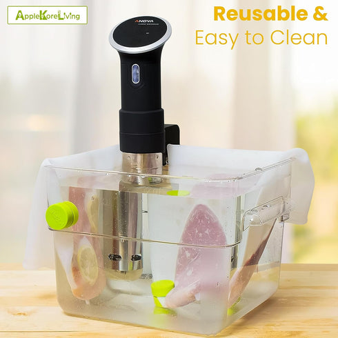 Revolutionize Sous Vide Cooking with AppleKoreLiving Sous Vide Reusable Silicone Bags | Set of 2 Extra Large BPA Free Bags | Thinner and More Flex...