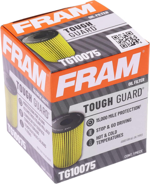 FRAM Tough Guard Replacement Oil Filter TG10075 with SureGrip, Designed for Interval Full-Flow Conventional and Synthetic Oil Changes Lasting Up t...