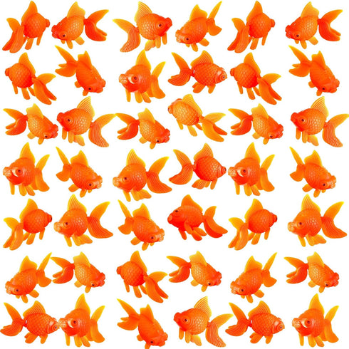 60 Pcs Fake Goldfish Plastic Fish Artificial Aquarium Fishes Floating Moving Realistic Orange Goldfish Fake Fish Ornament Decorations for Tank Pon...