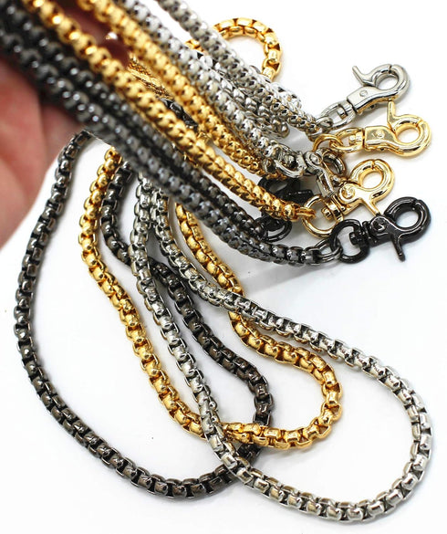 Model Worker Iron Box Chain Strap Handbag Chains Purse Chain Straps Shoulder Cross Body Replacement Straps with Metal Buckles (Gold, 47")...