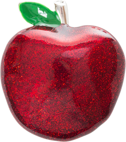 Artisan Owl - Red Apple Glitter Sparkling Enamel Dangle Earrings and Brooch Pendant Pin Set...