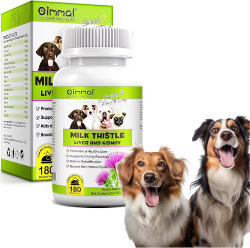 Milk Thistle for Dogs - 180 Chewable Tablets - Canine Liver and Kidney Support Supplement for Dogs - Detox for Dogs - Liver Supplement for Dogs...