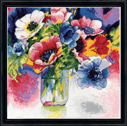 Design Works Crafts 2850 Anemonies Counted Cross Stitch Kit, 12 by 12"...
