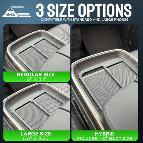 Double Cell Phone Holder for Rivian R1T & R1S - Charge Two Phones with Original Wireless Charging. Simple Installation, No Sliding...