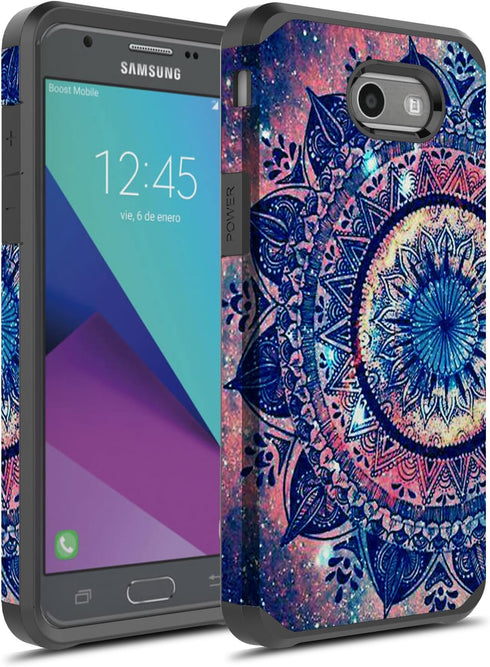 Rosebono J3 Emerge Case - Hybrid Shockproof Graphic Fashion Case for SM-J327 (Mandala)...