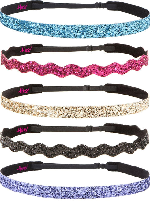 Hipsy Women's Adjustable NO SLIP Bling Glitter Headband Mixed Pack (Multiple Colors Sparkling Jewels 5pk)...