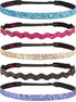 Hipsy Women's Adjustable NO SLIP Bling Glitter Headband Mixed Pack (Multiple Colors Sparkling Jewels 5pk)...