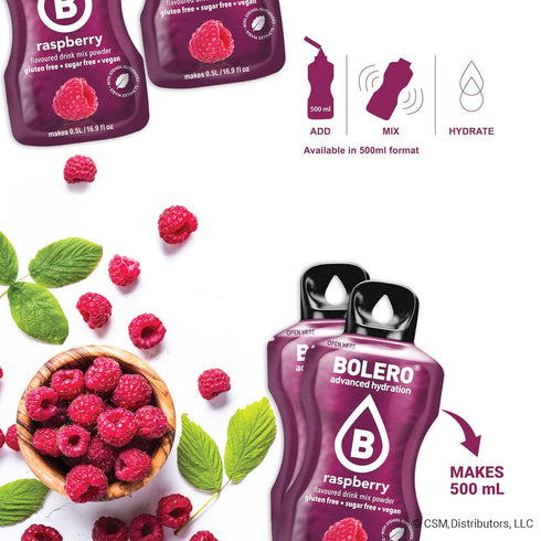 Bolero- Sugar Free Drink Mix Packets Raspberry Fruit Flavors | Powdered Flavored Water Packets | 36 Small Sachet On The Go Packets...