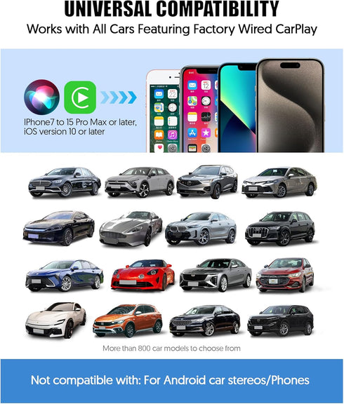 BAKEN CarPlay Wireless Adapter for Factory Wired CarPlay 2024 Upgrade Plug & Play Dongle Converts Wired to Wireless Fast and Easy Use Fit Compatib...