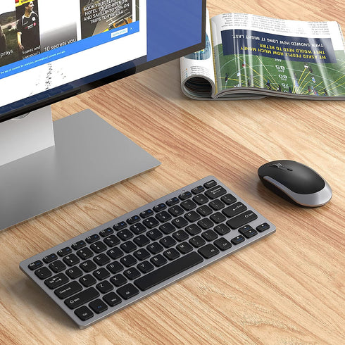 Compact Wireless Keyboard Mouse, 2.4GHz Ultra Thin Small Wireless Keyboard Mouse Combo for Desktop, Laptop (Black and Gray)...
