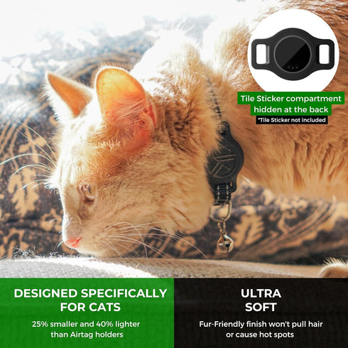 Tile Sticker Cat Collar Holder: The Smallest, Lightest, and Most Comfortable Tracking Case for Cats - Track Your Pet With iPhone Samsung Android D...