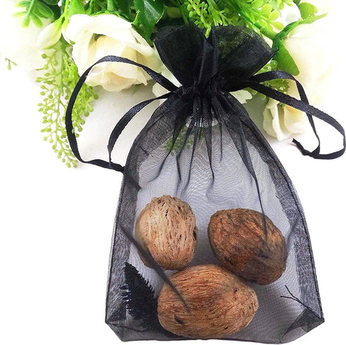 50 Pcs Per Pack 5x7 Gifts Wrap Bags Black, Organza Sheer Fabric, Drawstring Transparent Mesh Bags for Baby Shower Favor,Anniversary,Dried Lavender...