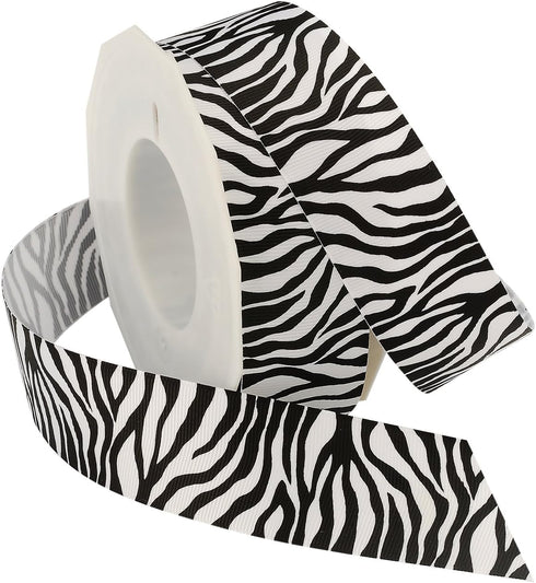 Morex Ribbon Zebra Fest Grosgrain Ribbon, Animal Print Neon, Party Decorations, Gift Wrapping, Fun Patterns, 1 1/2" x 20 Yd, Black...