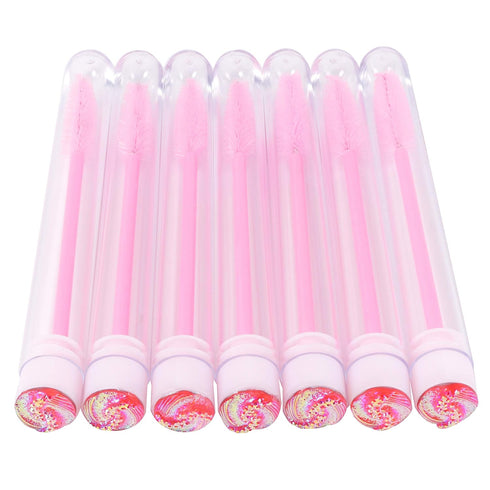60 Pcs Pink Lash Disposable Mascara Brushes Diamond Eyelash Spoolies Makeup Brush Mascara Wand in Sanitary Tube Lash Supplies...