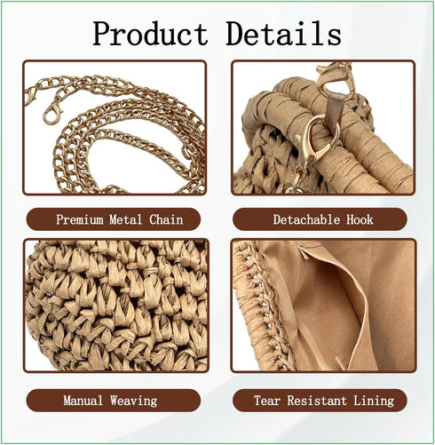 Straw Clutch Purses for Women, Dumpling Woven Crossbody Bag, Summer Straw Handbags Beach Purse...
