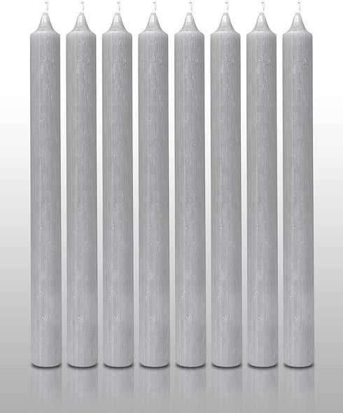 Hyoola 10 Inch Dinner Candles - 12 Pack - Light Gray Tall Unscented Rustic Long Burning Candle Sticks...