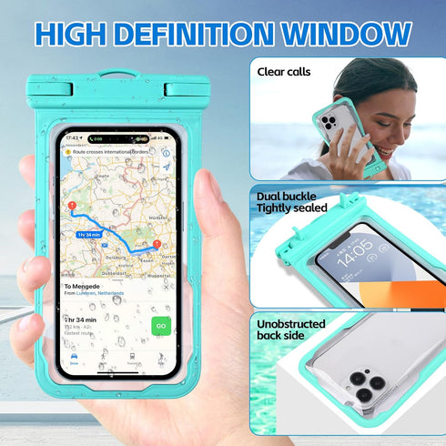 2 Pack Waterproof Phone Pouch, Up to 7.2" Waterproof Phone Case for iPhone 15 14 13 12 Pro Max Samsung Google, IPX8 Cellphone Dry Bag for Snorkeli...