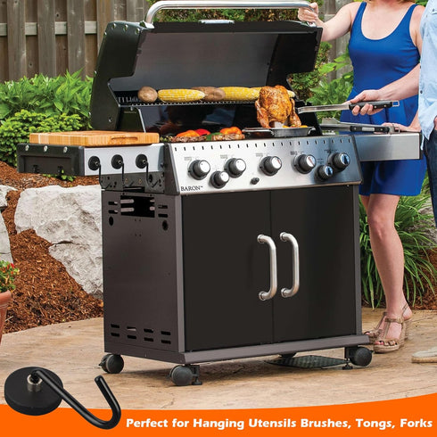 Smoker Grill Hooks 4 Pack Heavy Duty,Non-Slip Magnetic Grill Hooks for Grill Utensils,Strong Magnetic Hooks for Traeger Blackstone Pit Boss Camp C...