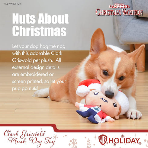 Warner Bros National Lampoon’s Christmas Vacation Dog Toy 6" Holiday Plush Squeaker Clark Griswold | Holiday Dog Toys | Officially Licensed NL Pet...