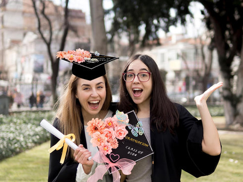 80UncleKimby Graduation Cap Decorations: DIY Grad Hat Topper Kit, Include Flowers Glitter Stickers Letters Butterflies - Handmade Decoration(No Gl...