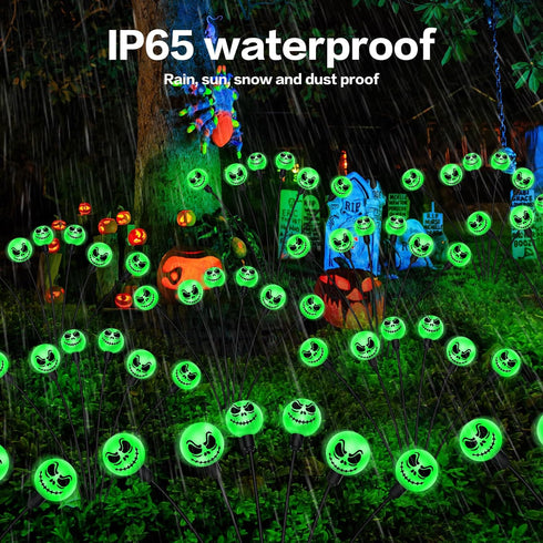 Outdoor Halloween Decorations Solar Grimace Pathway Lights,2PACK 12LED Scary Nightmare Swaying Firefly Lights Waterproof Solar Halloween Lights fo...