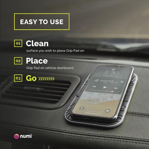 Numi Grip Pad - Sticky Pad for Smartphones - Cell Phone Holder - No Adhesive, Magnets, and Suction Cups - Sticks to Multiple Surfaces - Black...