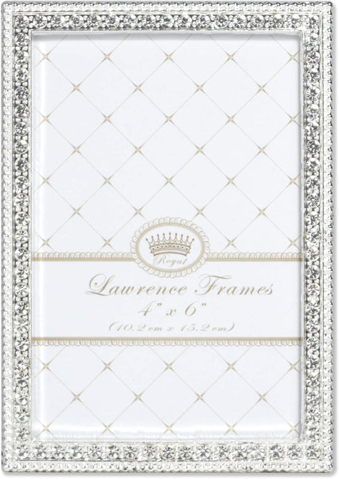 Lawrence Frames 4x6 Sarah Silver Metal Crystal Picture Frame...