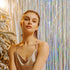 Melsan Foil Curtain, 2 Pack 3.2 ft x 8.2 ft Silver Tinsel Foil Fringe Curtains Backdrop, Sparkle Metallic Foil Curtains for Independence Disco Bac...