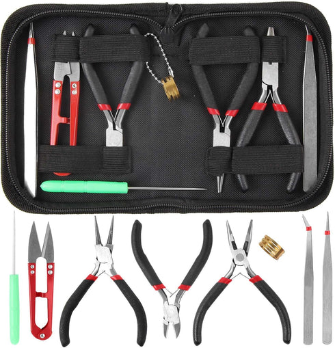 JONMON Jewelry Making Supplies Kit - 8Pcs Beading Tweezers Tool Set with Round Nose/Side Cutting/Needle Nose Pliers for DIY Necklace Bracelet Earr...
