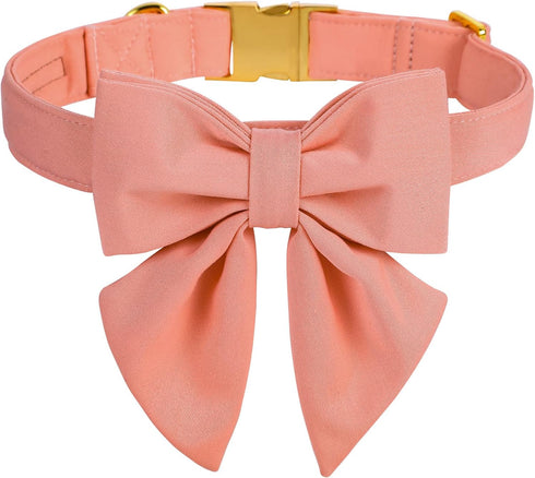 Maca Bates Dog Collar with Bow Bowtie for Dogs Solid Colors Sailor Bow Tie Adjustable Breakaway Girly Pink Collars Birthday Gift for Small Medium ...